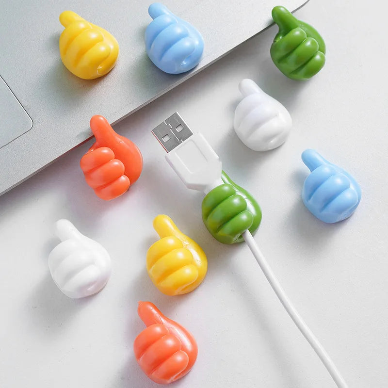 Thumb Hook PVC Cable Organizer Desktop Data Cable Storage Charging Cable Holder Wall Seamless No Punching Sticky Hook