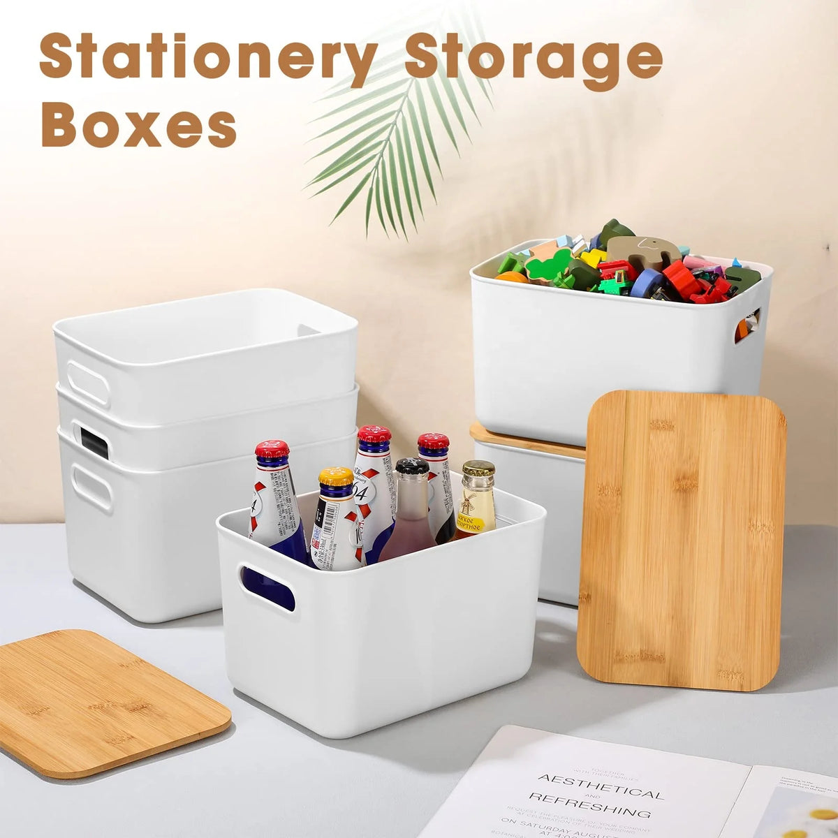 Bamboo Cable Management Storage Organizer Box Cable Container With Bamboo Lid Bamboo Rectangle Lacquer Cable Waterproof&Durable