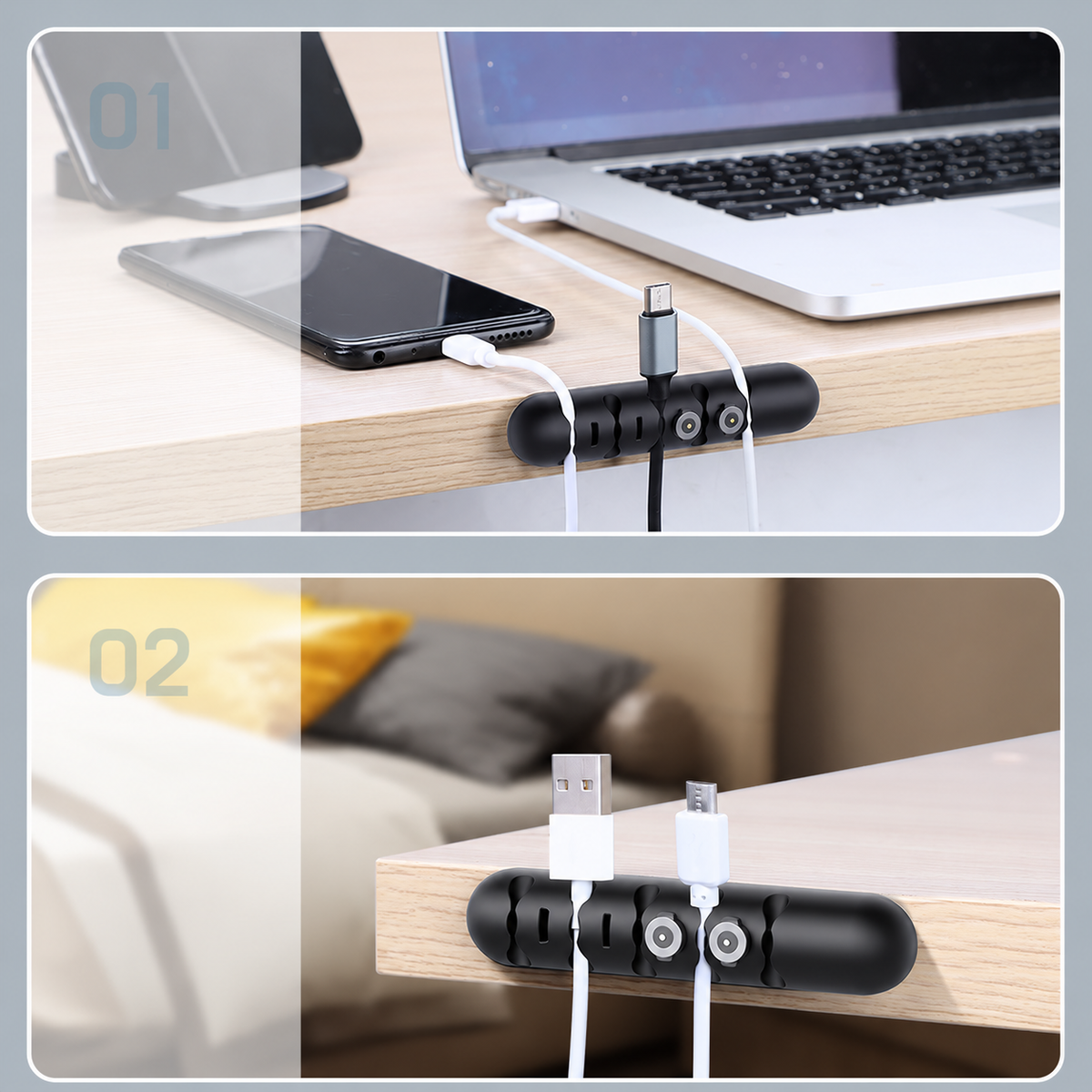 5-Channel Silicone Cable Tidy Magnetic Connector Port Desk Wire Wrap Winder Organizer Clip for Electronic Cable Management