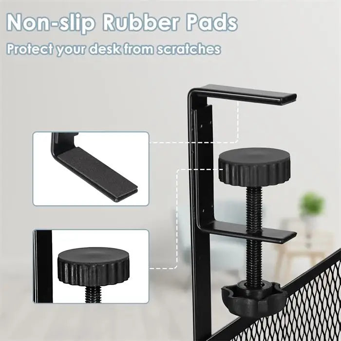 No Drill Desk Cable Organizer with Clamp Under Desk Cable Management Tray Metal Wire Office Home Cord Wire Organizer for Table