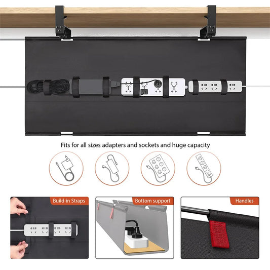 No Drill Under Desk Cable Management Tray Desk Cable Management Premium Fabric Cable Management Tray for Office Home