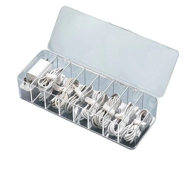 High-quality Precision-made Classic Large-sized Acrylic Flip-top Standing Type Cable Storage Box Transparent Compartments