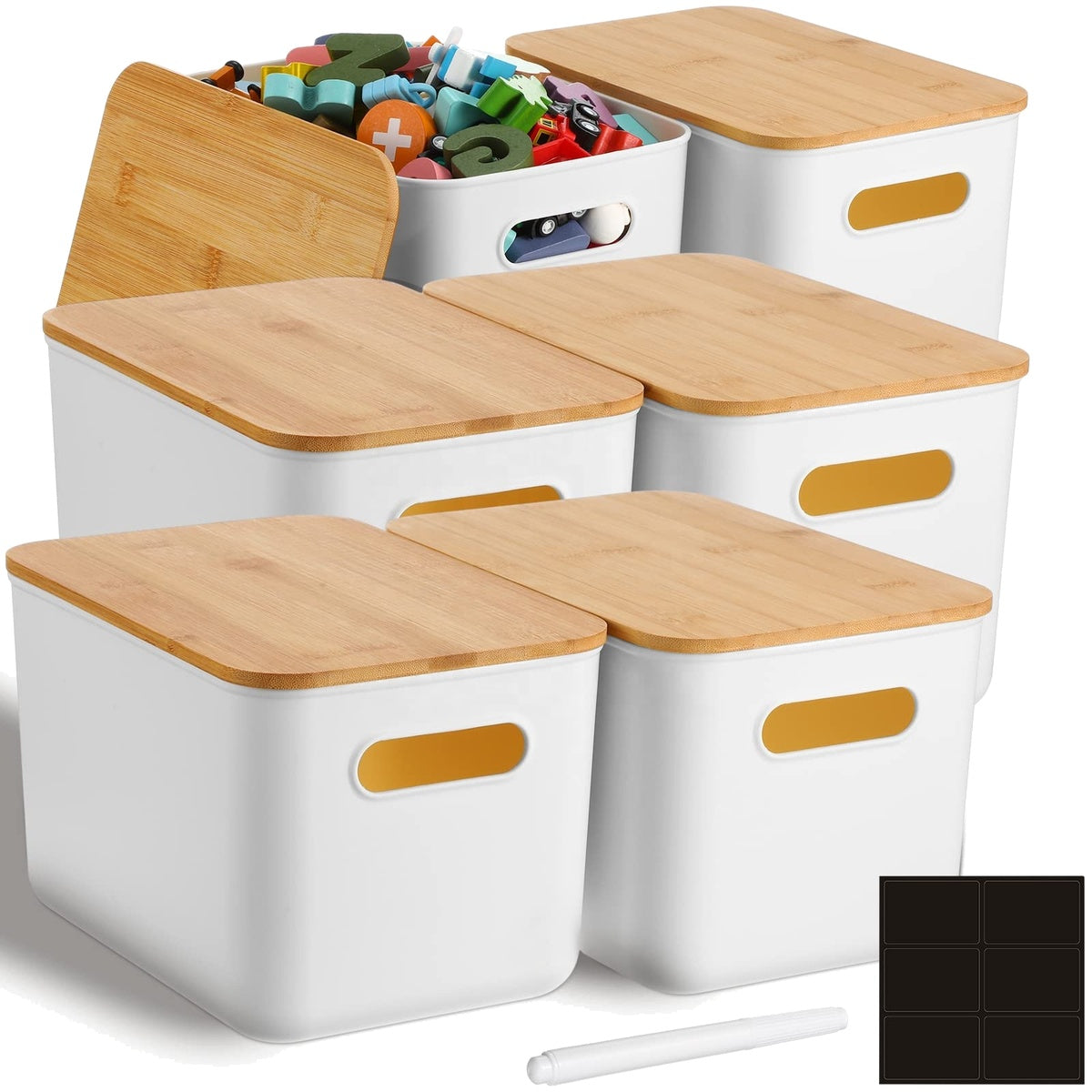Bamboo Cable Management Storage Organizer Box Cable Container With Bamboo Lid Bamboo Rectangle Lacquer Cable Waterproof&Durable
