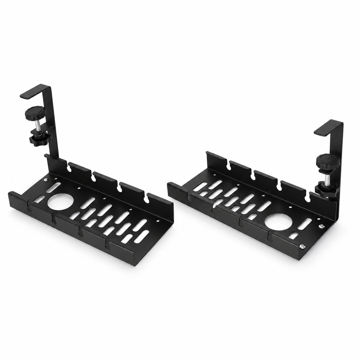 Furniture Extendable Adjustable Under Desk Cable Management Tray Metal Wire Organizer with Clamp Power Strip Cord Holder
