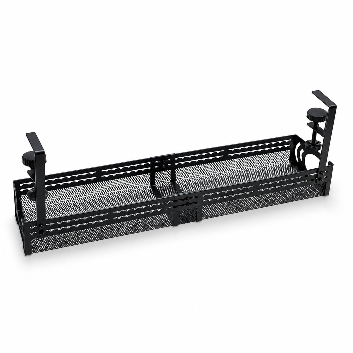 New Arrivals Black Wire Cord Organizer Basket Storage Shelf Rack No Drill Under Desk Cable Management Tray with Clamp