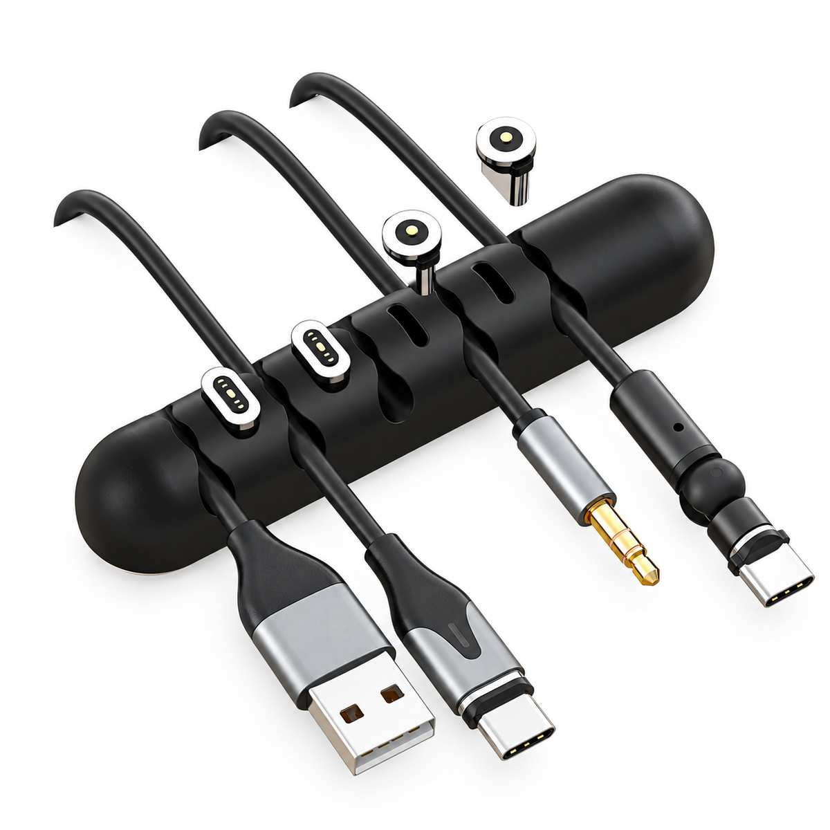 5-Channel Silicone Cable Tidy Magnetic Connector Port Desk Wire Wrap Winder Organizer Clip for Electronic Cable Management