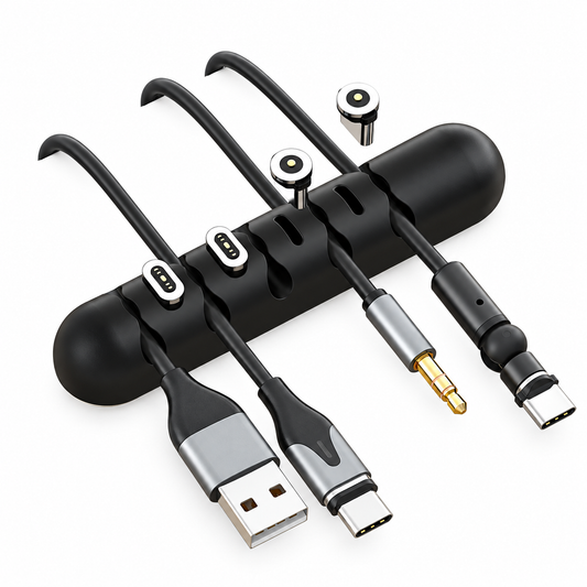 5-Channel Silicone Cable Tidy Magnetic Connector Port Desk Wire Wrap Winder Organizer Clip for Electronic Cable Management