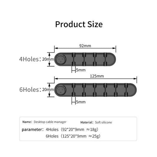Popular Selling Items Smart Cable Holder Silicone Flexible Cable Winder Wire Organizer Holder Cord Management Clip