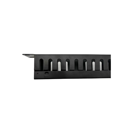 1U 19in Horizontal Cable Manager, 25-Slot Rack Mount Finger Duct, Metal Wire Organizer for Network Server Cabinet (Black)