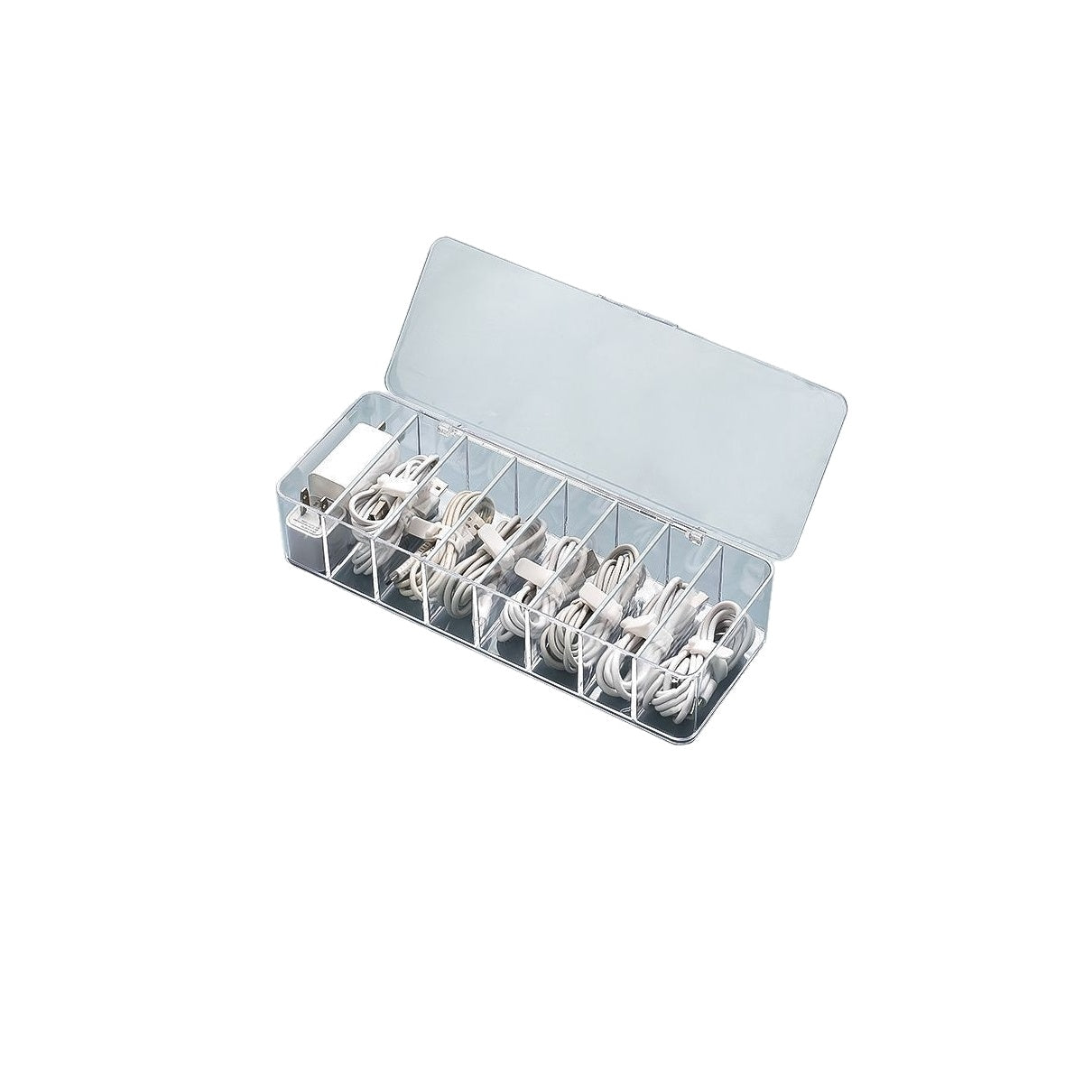 High-quality Precision-made Classic Large-sized Acrylic Flip-top Standing Type Cable Storage Box Transparent Compartments