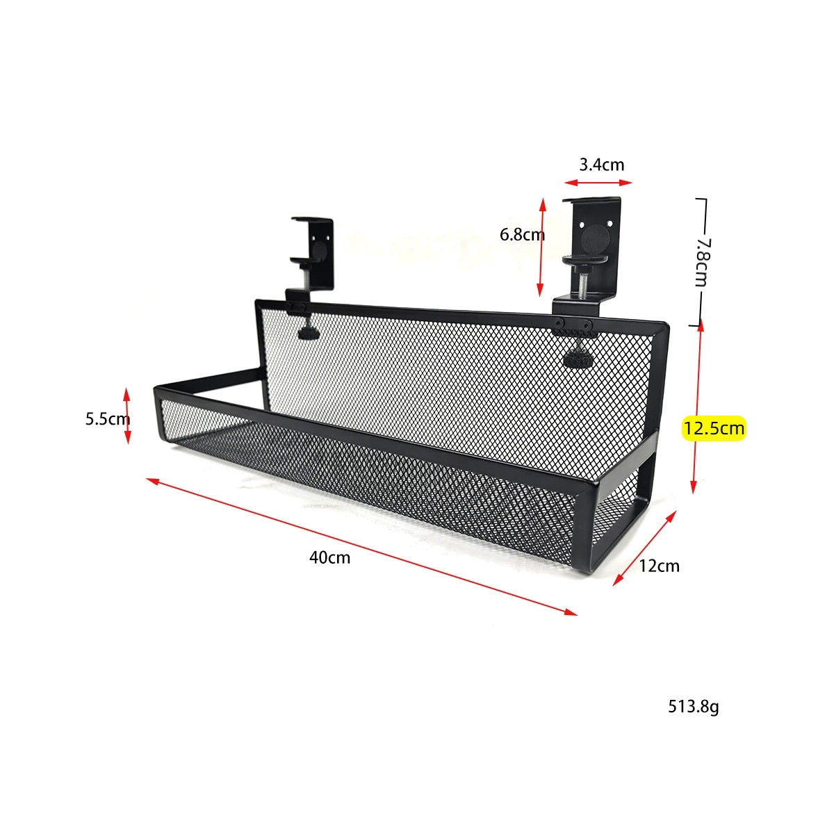 Adjustable C-clamp Under Desk Cord Organizer Basket Cable Rack Wire Management Tray for Home Workspace Standing Desk